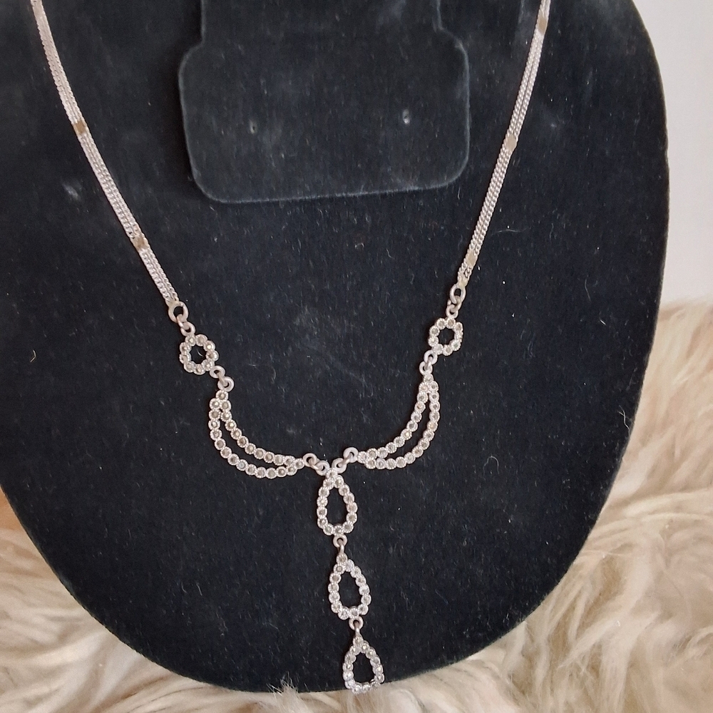 Vintage Marcasite And Sterling Y drop Necklace - Picture 6 of 9